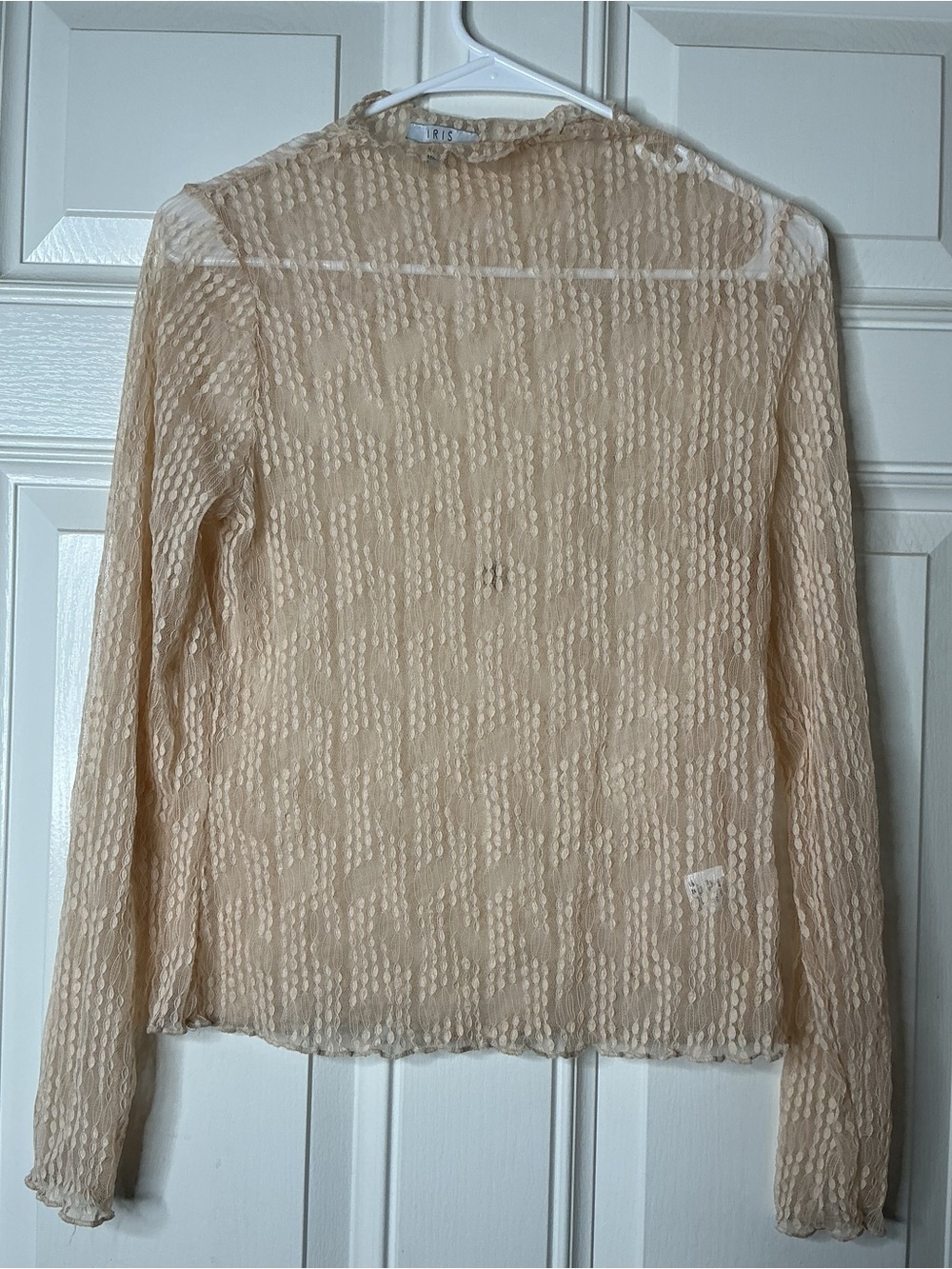 iris Neutral Sheer Textured Long Sleeve Top